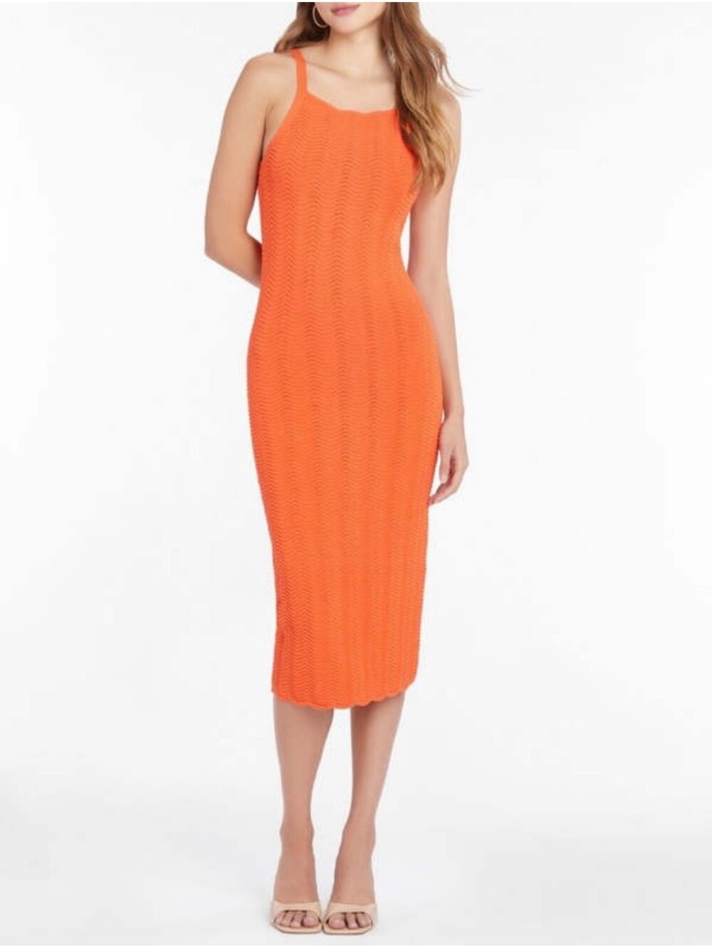 Amanda Uprichard Coral Wave Knit Midi Dress